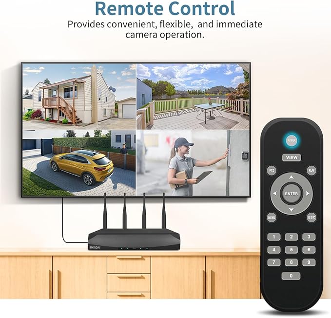 《130° Wide Angle & 2-Way Audio》Wireless Security Camera System Outdoor, WiFi Cameras Systems Video Surveillance DVR Kits
