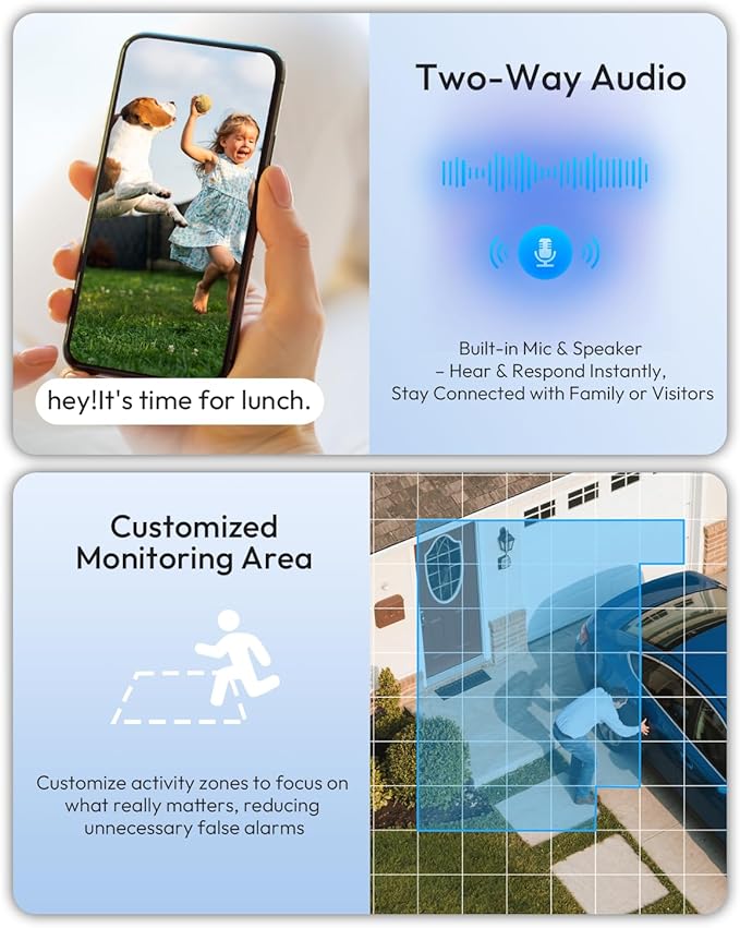 Rraycom [Human Detect 5MP PoE Camera, IP Camera Outdoor, 2 Way Audio, Spotlight&Sound Alarm, Color Night Vision, 120° Viewing Angle, IP67 Waterproof, Remote Access, No Monthly Fee, Work w PoE NVR