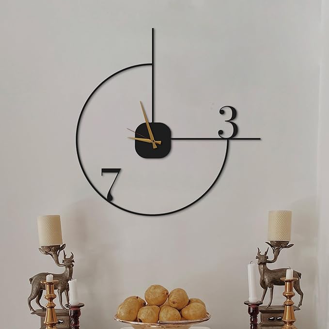 Minimalist Large Wall Clock 24-Inch – Black Metal, Silent Non-Ticking Quartz, Sleek Contemporary Design for Living Room, Entryway, Office