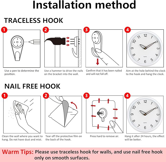 12 Inch Wall Clocks Battery Operated, Cream Modern Digital Wall Clock, Silent Non Ticking Analog Clock with Large Numbers Wooden Hands Clocks for Living Room Bedroom Kitchen Office Gym, White