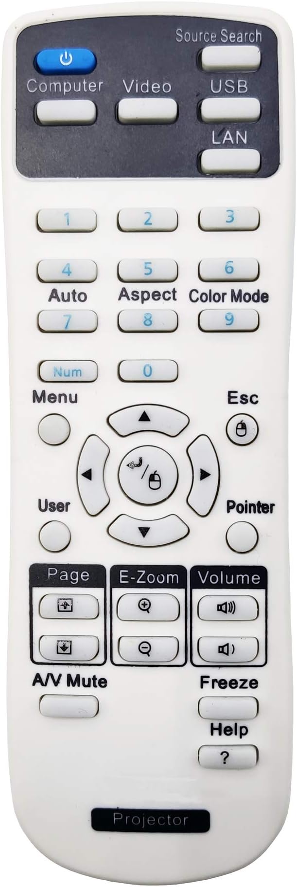 1599176 Projector Remote Control for Epson EX3220, EX5220, EX5230, EX6220, EX7220, EX7230 Pro, EX7235 Pro, VS230, VS330, VS335W, PowerLite 1263W/ 955W/ 955WH/ 965/ 965H/ 97/ 97H/ 98H/ 99WH