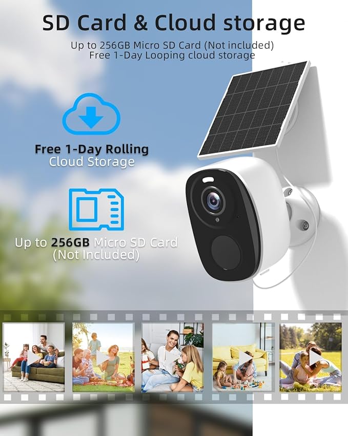 ELECCTV 4Pack Solar Security Cameras Wireless Outdoor, Outdoor Cameras for Home Security, Home Camera with Motion Detection Alarm Floodlight Color Night Vision 2-Way Audio Waterproof,IP65 SD/Cloud