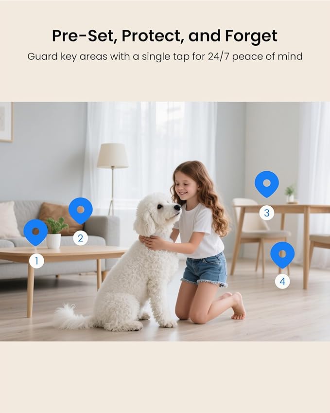 4K 8MP WiFi Camera, 360°Pan/Tilt Indoor Camera, 2-Way Talk, One-Touch Calling, Full-Color Night Vision in Low Light, Smart AI Detection, Auto Tracking, for Kids/Elderly/Pets, Black