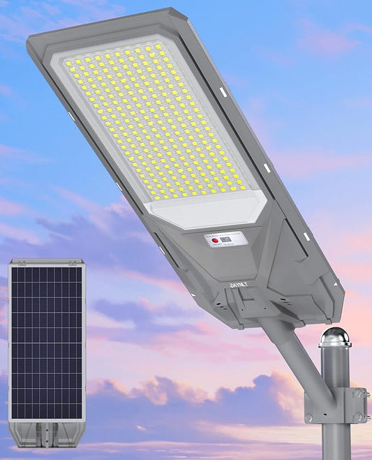 JAYNLT X-12000W Solar Street Lights,6500K Commercial Parking Lot Light Dusk to Dawn,IP68 Waterproof Flood Security Street Lights Motion Sensor for PlayCourt,Farm