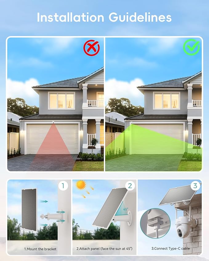 ZUMIMALL 24/7 Recording Solar Security Cameras Wireless Outdoor, 9W Solar Panel, AOV Cameras for Home Security, 360° Auto Tracking, 2K Color Night Vision, 2.4GHz WiFi, 512G Local Storage(Not Include)
