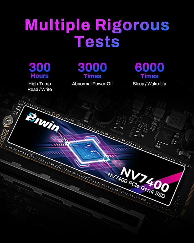 BIWIN Black Opal NV7400 1TB SSD Gen4x4, Read Speed up to 7450MB/s, NVMe M.2 2280 PCIe 4.0 Internal PC Solid State Drive for Laptop/Desktop/PS5