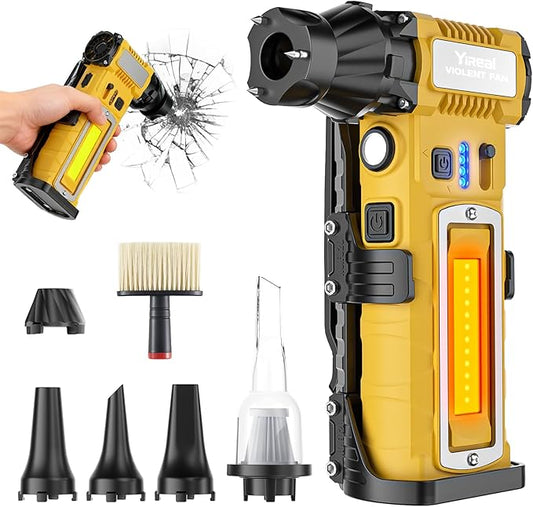 Compressed Air Duster 300000RPM 8000mAh,6-in-1 Electric Mini Air Blower with LED Light,Cordless Rechargeable Air Duster for PC Keyboard Computer Car Cleaning Electronics Cleaner Home and Outdoor Use