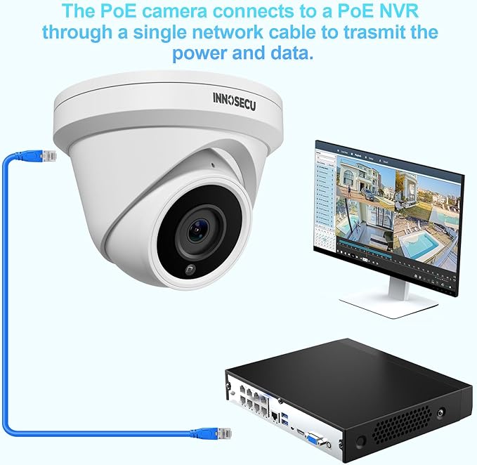 UltraHD 8MP PoE Camera, Security IP Dome Camera Outdoor Indoor, IP67, Built-in Mic, 2.8mm Lens Wide Angle 110°, Night Vision 100ft, Face Detection, Human&Vehicle Detection, IND8BR93A