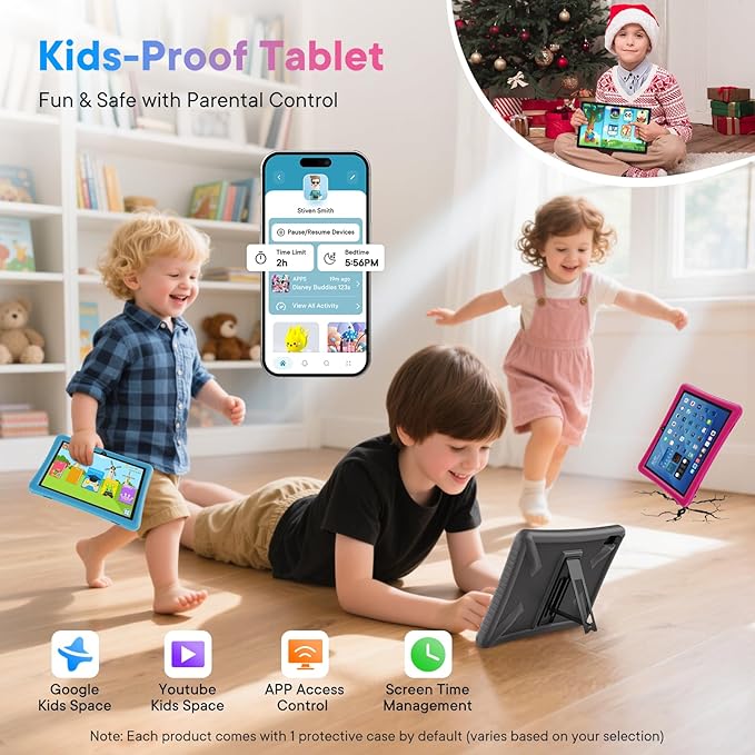 8-Inch 4G LTE Android Tablet with Kids-Proof Case – Unlocked Tablet with SIM Slot, 12GB RAM + 64GB Storage (Expandable to 2TB), MediaTek Octa-Core, IPS Display, Dual-Band Wi-Fi, 5100mAh Battery, Blue