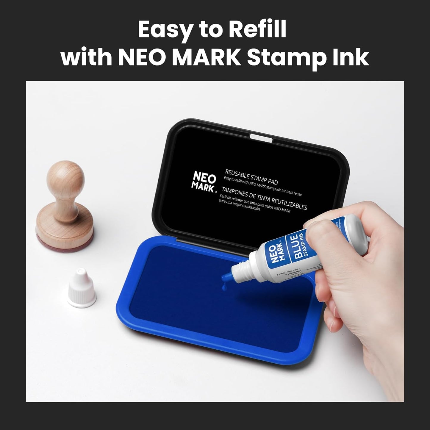 Medium Stamp Pad -2.8"x 4.4", Magnetic Lid, Premium Quality Felt Stamp Pad (Blue)