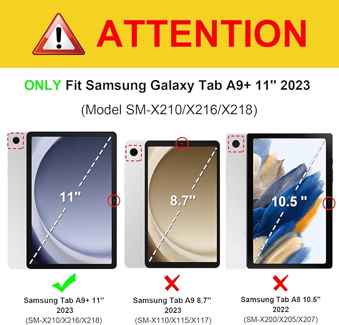 Fintie Case for Samsung Galaxy Tab A9 Plus/A9+ 5G 11 Inch 2023 Model (SM-X210/X216/X218), Multi-Angle Viewing Smart Stand Back Cover with Pocket Auto Wake/Sleep, Black