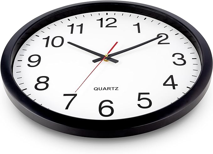 Bernhard Products Black Wall Clock Silent Non Ticking - XL 18 Inch Quality Quartz Battery Operated Round Easy to Read Home/Office/Classroom/School Clock