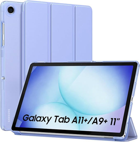 MoKo Case for Galaxy Tab A11+ Plus/A9+ 11-Inch 2025/2023, Slim Stand Protective Smart Cover with Hard PC Translucent Back Shell for Galaxy Tab A11+/A9 Plus Tablet, Auto Wake/Sleep, Lavender Purple
