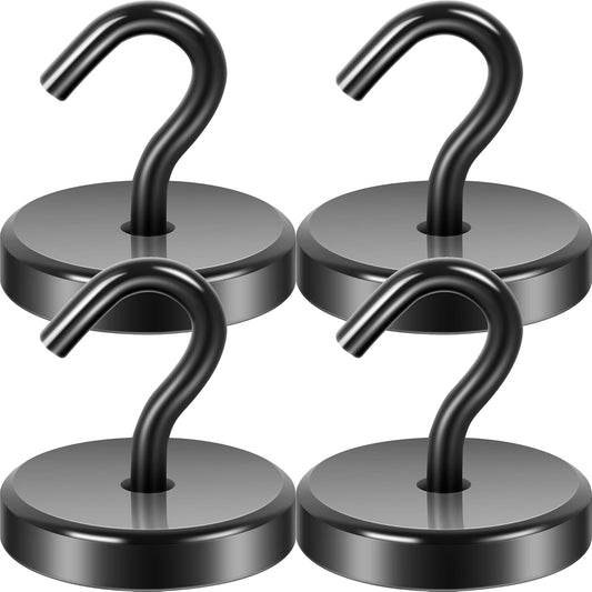 Neosmuk Magnetic Hooks, Heavy Duty 170lb Strong Magnets for Cruise Cabins, Ship Essentials, Large Metal Hooks for Hanging on Fridge(Silver,Pack of 4)