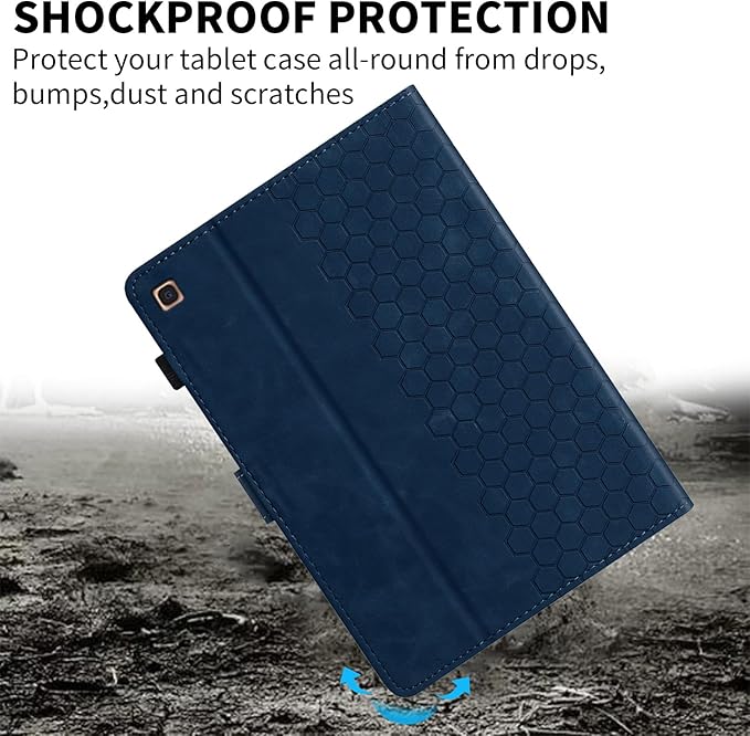 Case for Samsung Galaxy Tab A 10.1 2019 Model SM-T510/T515, Multi-Angle Viewing Smart Stand with Pocket PU Leather Tablet Cases Flip Folio Cover Blue