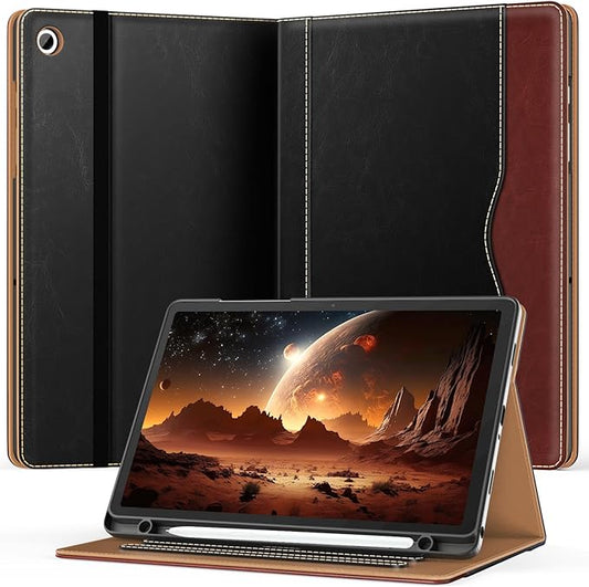 OKP Case for Samsug Galaxy Tab A9+ Plus 11 inch 2024(SM-X210/X216/X218), PU Leather Folio Cover with Multi-Angle Stand//Pen Holder, Auto Wake/Sleep Case for Galaxy A9+ 11" Tablet (Black+Brown)