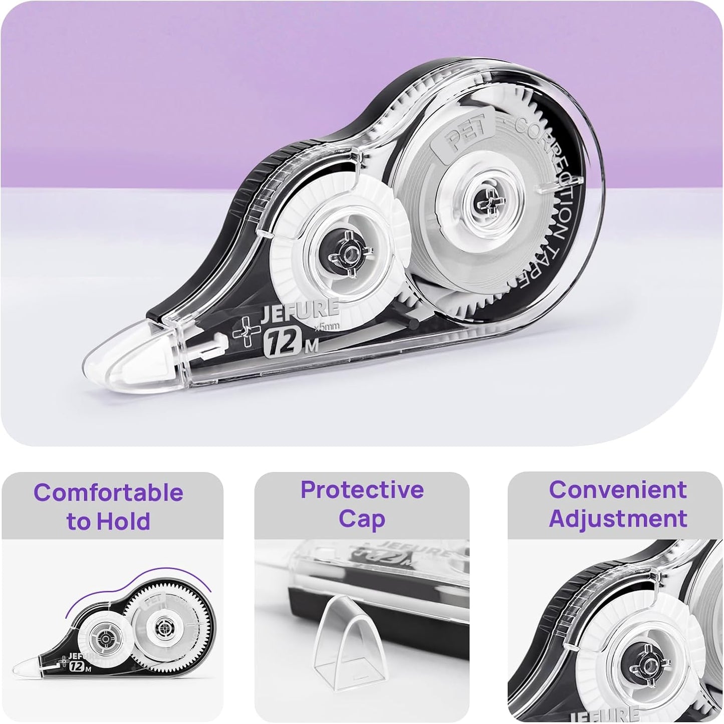 12 Pcs Correction Tape, 39.37 Ft White Wrong Out Tear-Resistant Bulk, Instant Corrections Easy to Use Applicator for School, Office, Note Taking, Journal (Tape Width 0.2 in，Clear)
