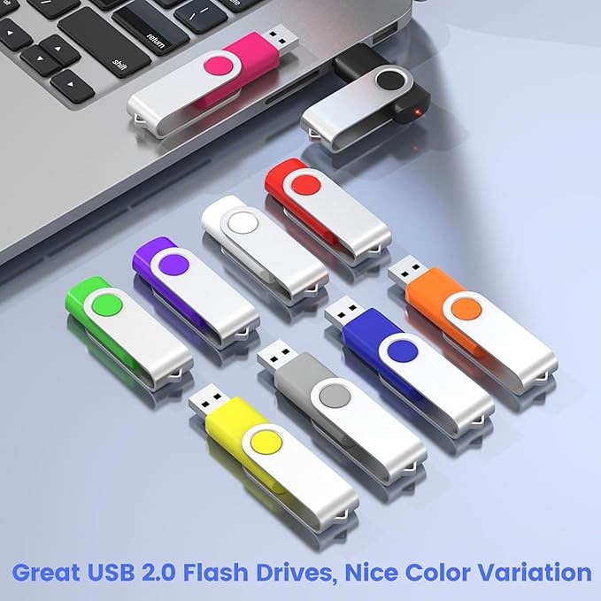ABLAZE 500 Pack Bulk USB Flash Drives, Wholesale USB 2.0 Thumb Drives 2GB/4GB/8GB/16GB/32GB, Mixed Colors, No Logo