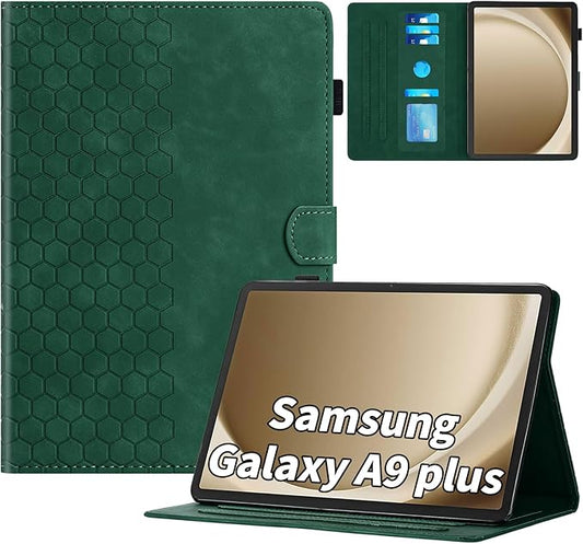 Case for Samsung Galaxy Tab A9 Plus/A9+ 5G 11 Inch 2023 Model (SM-X210/X216/X218), Multi-Angle Viewing Smart Stand with Pocket Auto Wake/Sleep PU Leather Tablet Cases Flip Folio Cover Green