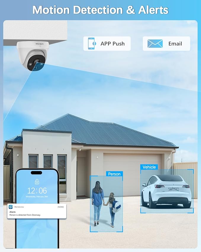 【2-Way Audio】 Wired Security Camera System, Home Video Security Cameras Systems, Outdoor POE IP Cameras Surveillance DVR Kits