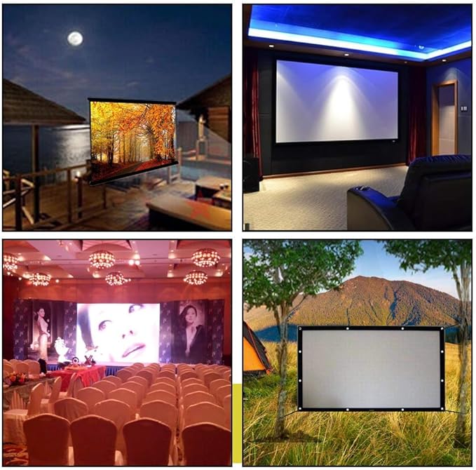 200 Inch Portable Projector Screen Outdoor, YF2009SZ 16:9 Foldable HD Large Thick Canvas Movie Screen for Home Theater Office Presentation Outside Camping Party