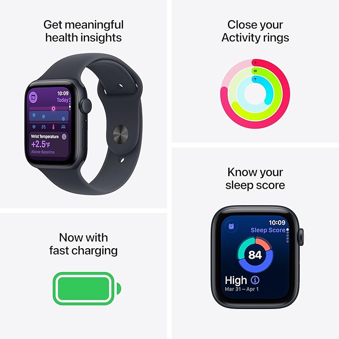 Apple Watch SE 3 [GPS + Cellular 44mm] Smartwatch with Starlight Aluminium Case with Starlight Sport Band - M/L. Fitness and Sleep Trackers, Heart Rate Monitor with AppleCare+ (2 Years)