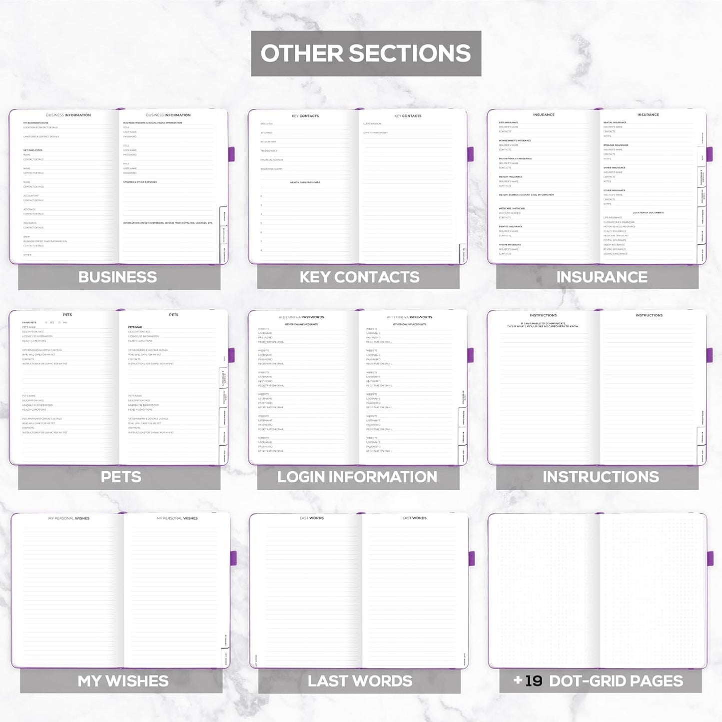 Clever Fox Large End of Life Planner – Guided Final Arrangements Organizer Notebook for Instructions, Beneficiary Info, Will Preparation, Last Wishes & Funeral Planning – 8.5" x 11" (Purple)