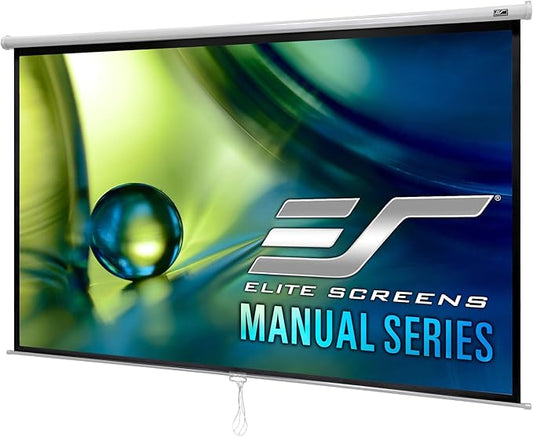 Elite Screens Manual Series, 120-INCH 16:9, Pull Down Manual Projector Screen with 24-INCH DROP, Movie Home Theater 8K / 4K Ultra HD 3D Ready, 2-YEAR WARRANTY , M120XWH-E24
