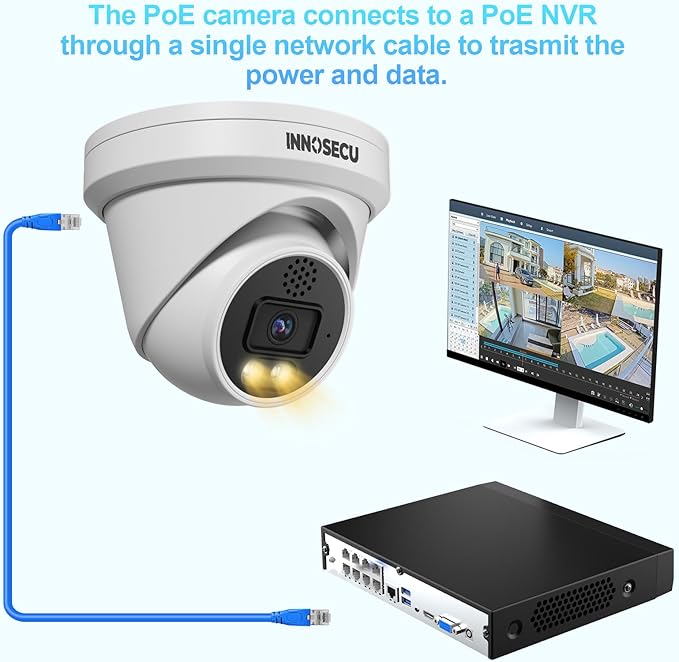 UltraHD 12MP PoE Camera, Outdoor Dome IP Camera for Home Seuciry System, Smart Dual Light Color Night Vision, Wide Angle 110 °, Wide Angel 110° 2.8mm Lens, Two Way Audio, IND12LD97K