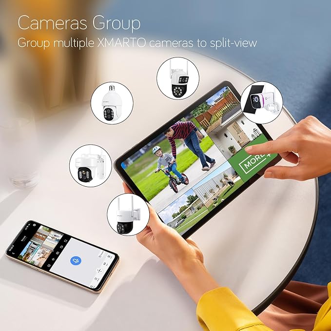 [2-in-1 CAM*8] XMARTO 16-View WiFi 6 Mesh Security Camera System Outdoor Wireless, 8X Dual-Lens CAM, 16CH 4K Long Range WiFi6 Surveillance NVR Kit, 4MP PTZ Home CCTV Set w. 1TB HDD, No Monthly Fee