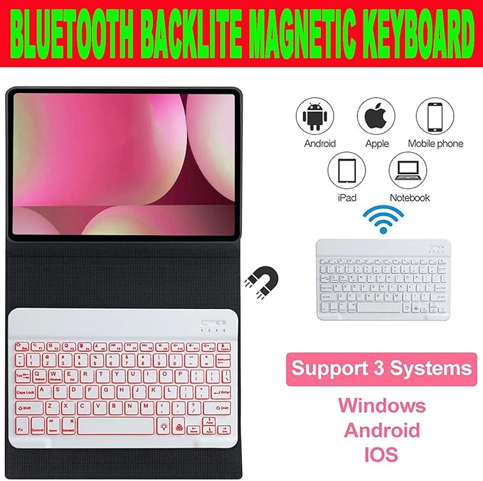Keyboard Case for Samsung Galaxy Tab 10 FE Plus 13.1inch, S10 FE+ Smart Keyboard Case Magentic Keyboard Cover with S-Pen Holder, Pink