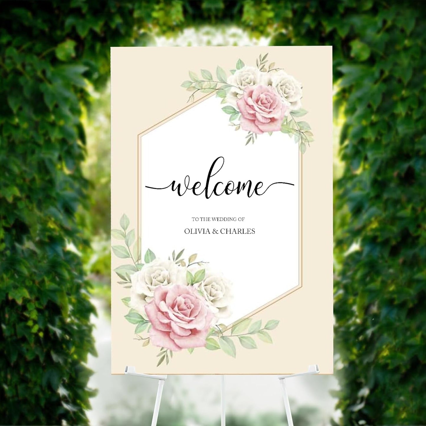 1PCS White Easel Stand for Sign, 66 Inches Lightweight Adjustable Art Poster Board Stand for Display Wedding Welcome Sign, Metal Easel Stand for Painting with Portable Bag