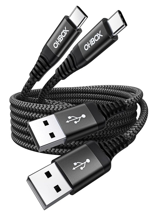 USB to USB C Cable 60W Fast Charging [2 Pack 3FT], USB A to USB C Cable for CarPlay, Durable Braided USB Type C iPhone Charger USBC Cord for iPhone 17/16/15/Pro Max, Samsung Galaxy S23 and More-Black