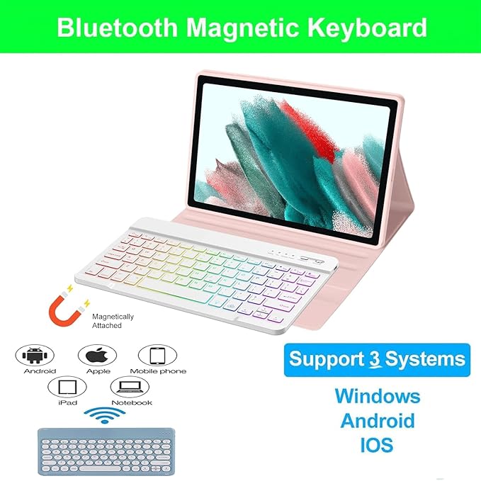 Keyboard case for Samsung Galaxy Tab A11 Plus / A9 Plus 11 inch, Bluetooth Backlit A9+ Keyboard Case with S Pen Holder for A11+ 11", Purple
