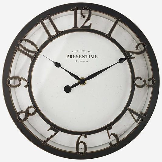 Presentime & Co 10" Farmhouse Series Wall Clock, Vintage Style, Retro Clock, Silent no Ticking, Oil Rubbed Bronze Finish