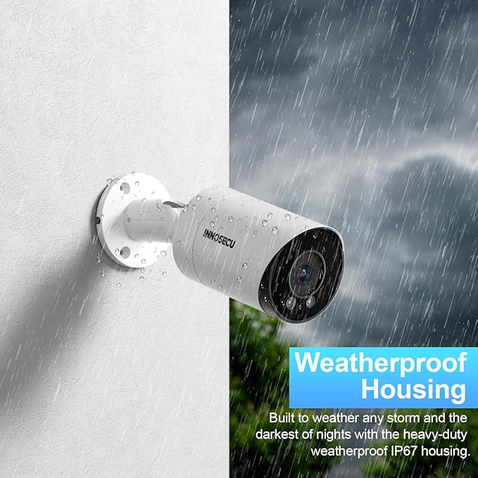 4MP PoE Camera with 2.8mm Lens 110° Wide Angle Viewing, Outdoor Security IP Bullet Camera, Waterproof IP67, 100ft Night Vision, Built-in Mic/Audio, Human/Vehicle Detection, INB4FR49E
