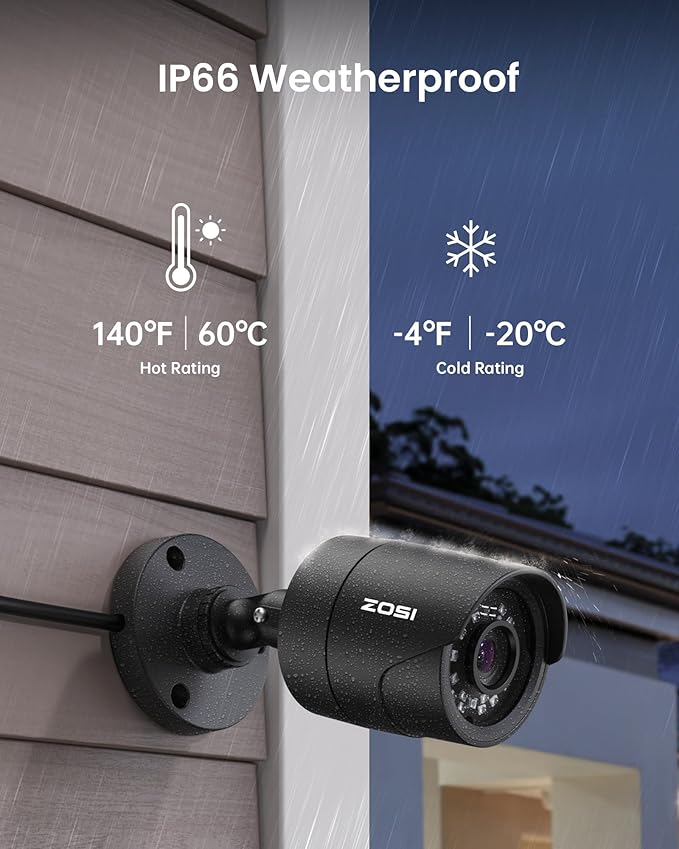 ZOSI H.265+ 1080p 16 Channel Home Security Camera Outdoor Indoor, 16CH CCTV DVR with AI Human Vehicle Detection and 8 x 1080p Surveillance Bullet Camera, 100ft Night Vision, 90° View Angle, 2TB HDD