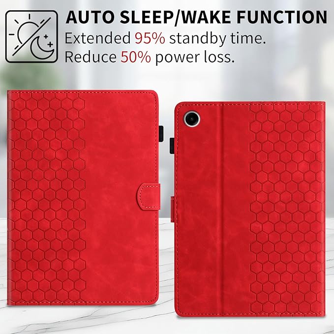 Case for Samsung Galaxy Tab A9 Plus/A9+ 5G 11 Inch 2023 Model (SM-X210/X216/X218), Multi-Angle Viewing Smart Stand with Pocket Auto Wake/Sleep PU Leather Tablet Cases Flip Folio Cover Red