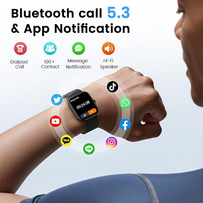 Smart Watch (Answer/Make Call), 1.96" SmartWatches for Men Women with Heart Rate/Activity Tracking, Fitness Tracker Watch with IP68 Waterproof/Pedometer, Smart Watch for Android/iPhone Compatible