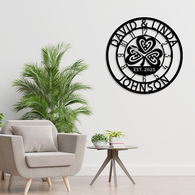 Personalized Metal Clock Sign, Custom Metal Clock,Personalized Gift, Black Gold and Silver Color Options, Housewarming Gift, Living Room Decor