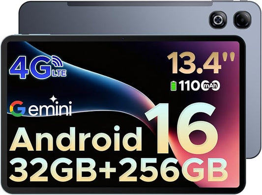 DOOGEE Tab G6 MAX Android 16 Tablet, 13.4 inch Tablet 90Hz 7.7 mm Ultra-Thin Gaming Tablets with Gemini AI, 32GB+256GB/2TB TF, 11000mAh+18W, UNISOC T7280 Octa-Core, 13MP+8MP, Dual Speakers/Face ID