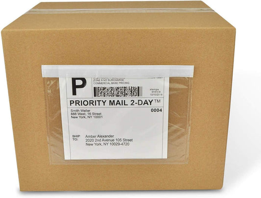 7.5" x 5.5" Clear Plastic Adhesive Packing List Mailing/Shipping Envelope Pouch (200 Pack)