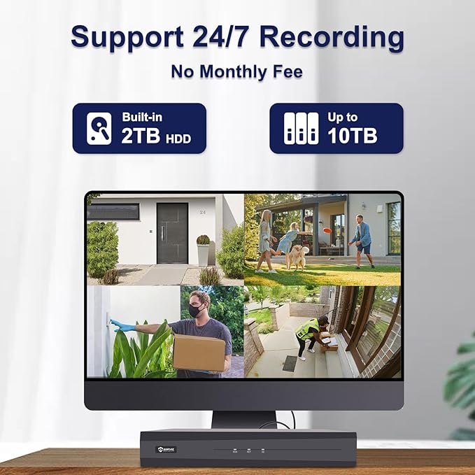 Two Way Audio, Anpviz 16CH PoE Security Camera System, AI Human Vehicle Motion Detection, 16x 6MP PoE IP Cameras for Business Home, 12MP 16CH POE NVR Pre-Installed 4TB HDD for 24/7 Recording, NDAA