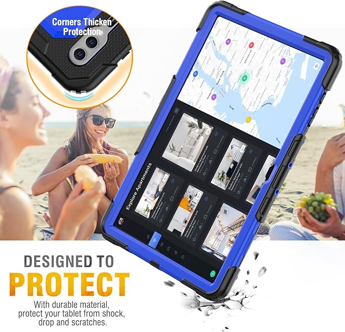 HXCASEAC Case for Samsung Galaxy Tab S7 FE 5G 12.4 inch, Protective with Screen Protector/Hand Strap/S Pen Holder, Heavy Duty Design for Samsung Galaxy S7 FE Tablet Case - Blue