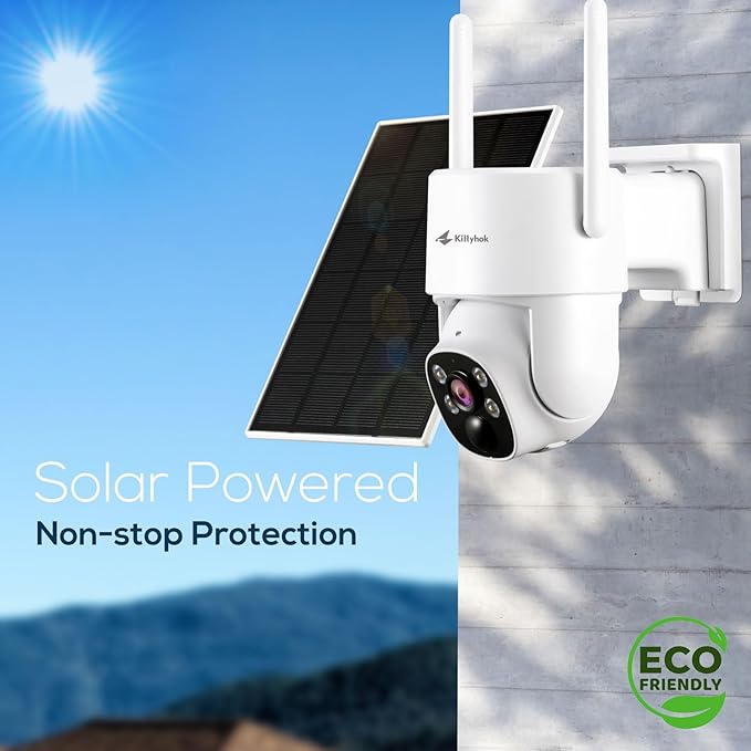 Kittyhok Outdoor Solar Security Camera System Wireless, 6pcs 2K Solar PTZ Security Camera, Pro Color Night Vision, Human Detection, 360 Viewing, 10CH NVR, Local Storage, KSBL40T4 Bundle with BLY4