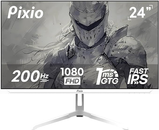 Pixio PX248 Wave White 24 inch 200Hz Refresh Rate FHD 1080p Resolution Fast IPS Panel 1ms GTG Response Time White Gaming Monitor with Adaptive Sync