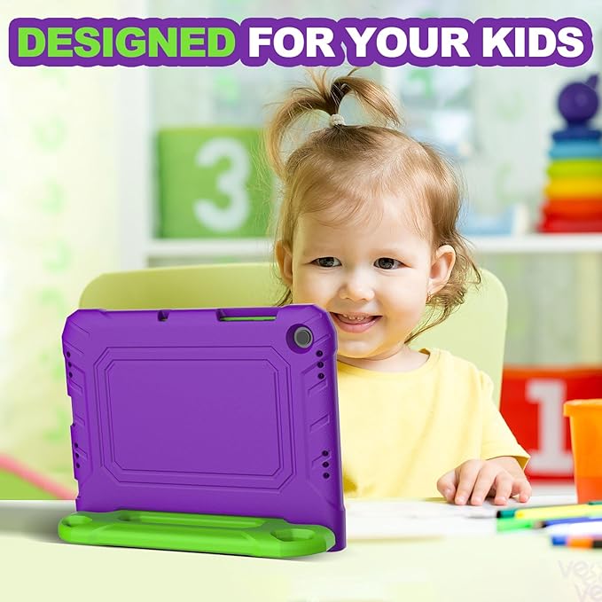 YIHE Kids Case for Samsung Galaxy Tab A11 Plus 2025 & A9 Plus 2023 11 Inch, Shockproof Handle Stand Cover with Built-in Screen Protector, Purple&Green