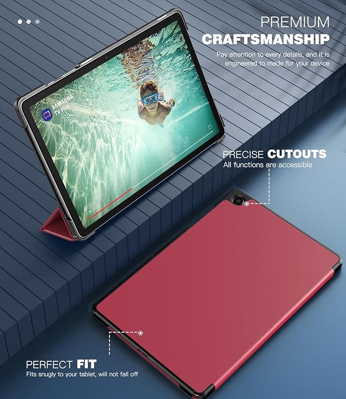 TiMOVO Case for Samsung Galaxy Tab A9+/A9 Plus 11 Inch 2023, Slim Lightweight Stand Hard Back Shell Protective Cover for Galaxy Tab A9+ Tablet SM-X210/X216/X218, Auto Wake/Sleep, Wine Red