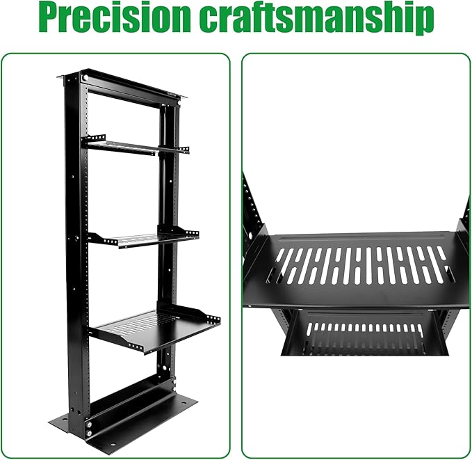 Server Rack Shelf-Universal Vented Rack Mount Cantilever Tray for 19" Network Rack & Cabinet - Heavy Duty Steel - Weight Capacity 80lb-2U H 12" D/ 2 Pieces Packaging GLOBALRACK (2U12, 12INCH)