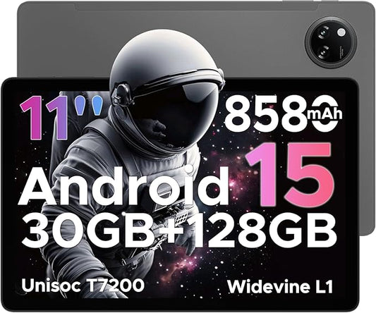 DOOGEE Tab A9 Pro+ Android 15 Tablet,11 inch Tablet with 90Hz Display,30GB+128GB/2TB TF Octa-Core Gaming Tablets,8580mAh,Netflix 1080P,Bluetooth 5.0+5G WiFi Tablets,13MP+5MP,Face ID/OTG Grey